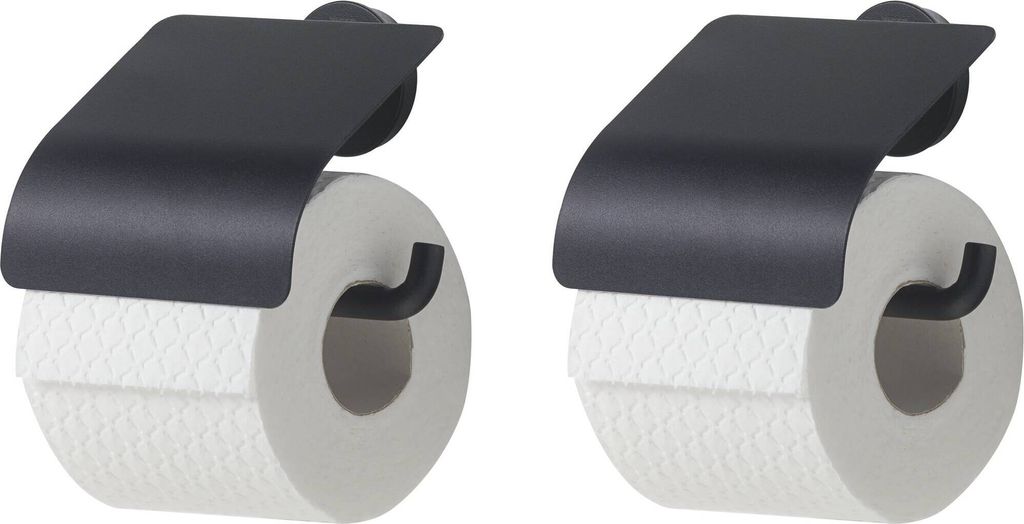 Tiger Urban Toilettenpapierhalter mit Klappe Schwarz Set von 2 Stück