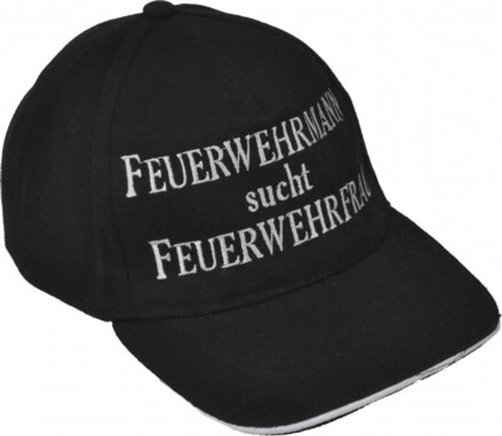 Baseballcap mit Einstickung - Feuerwehrmann sucht Feuerwehrfrau - 68166 schwarz