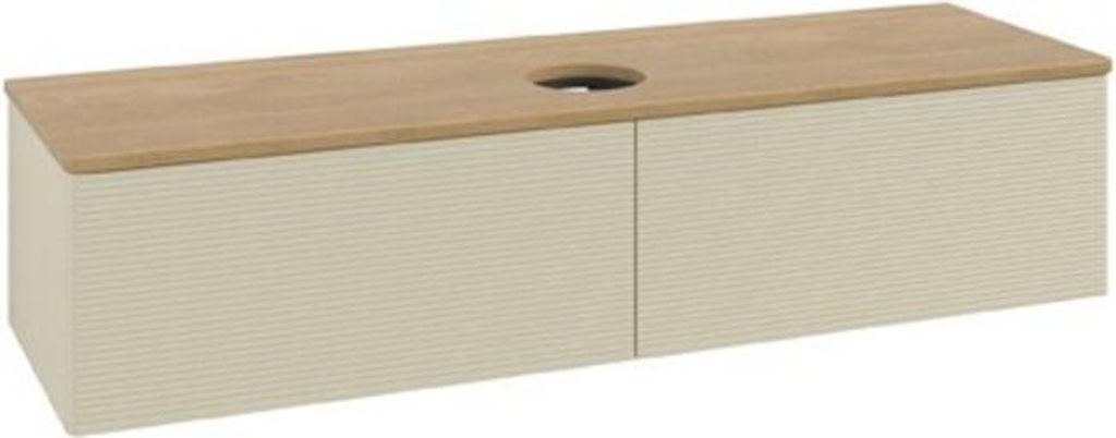 V&B Waschtischunterschrank mit Frontstruktur Antao 160x50cm, WBP-farbe hon. Oa, si Gr m Lac