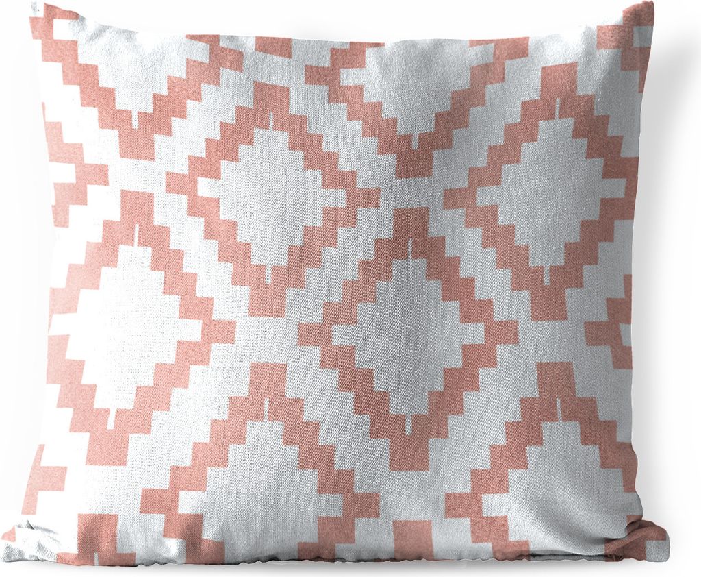 MuchoWow Outdoor Kissen - Block - Rosa - Muster - 60x60 cm - Wetterfest - Lounge Kissen - Dekoration - Schlaf Kissen