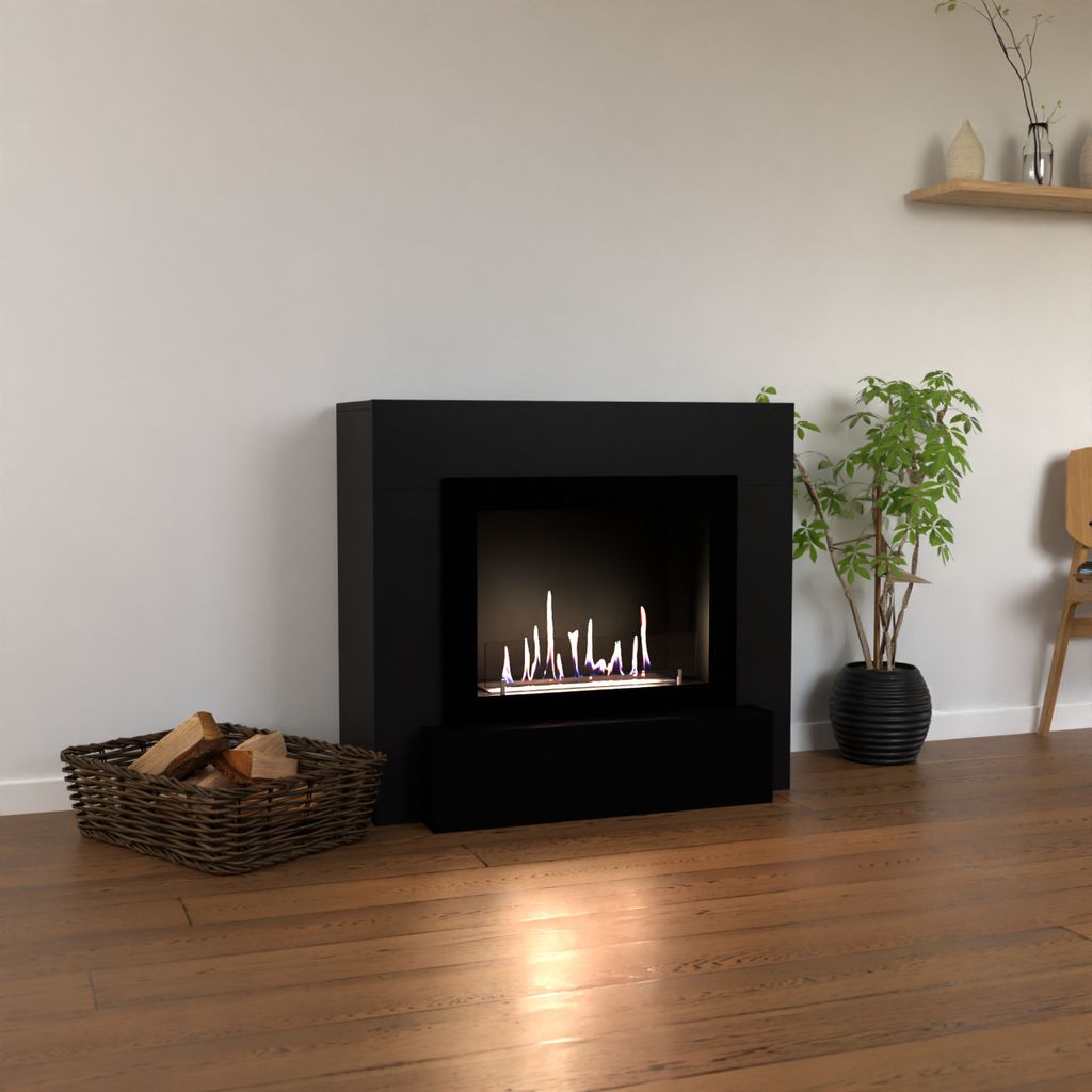 GLOW FIRE Ethanol Kamin 'Odda' | Ethanolofen in schwarz mit 3 Std. Brenndauer und 2 KW Heizleistung | BxHxT: 99x90x45 cm