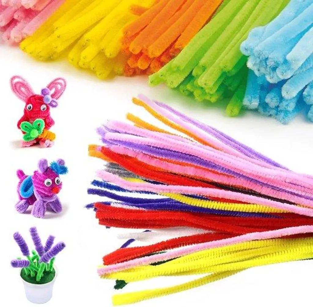 Fils de chenille flexibles et multicolores pour projet DIY - 300pcs