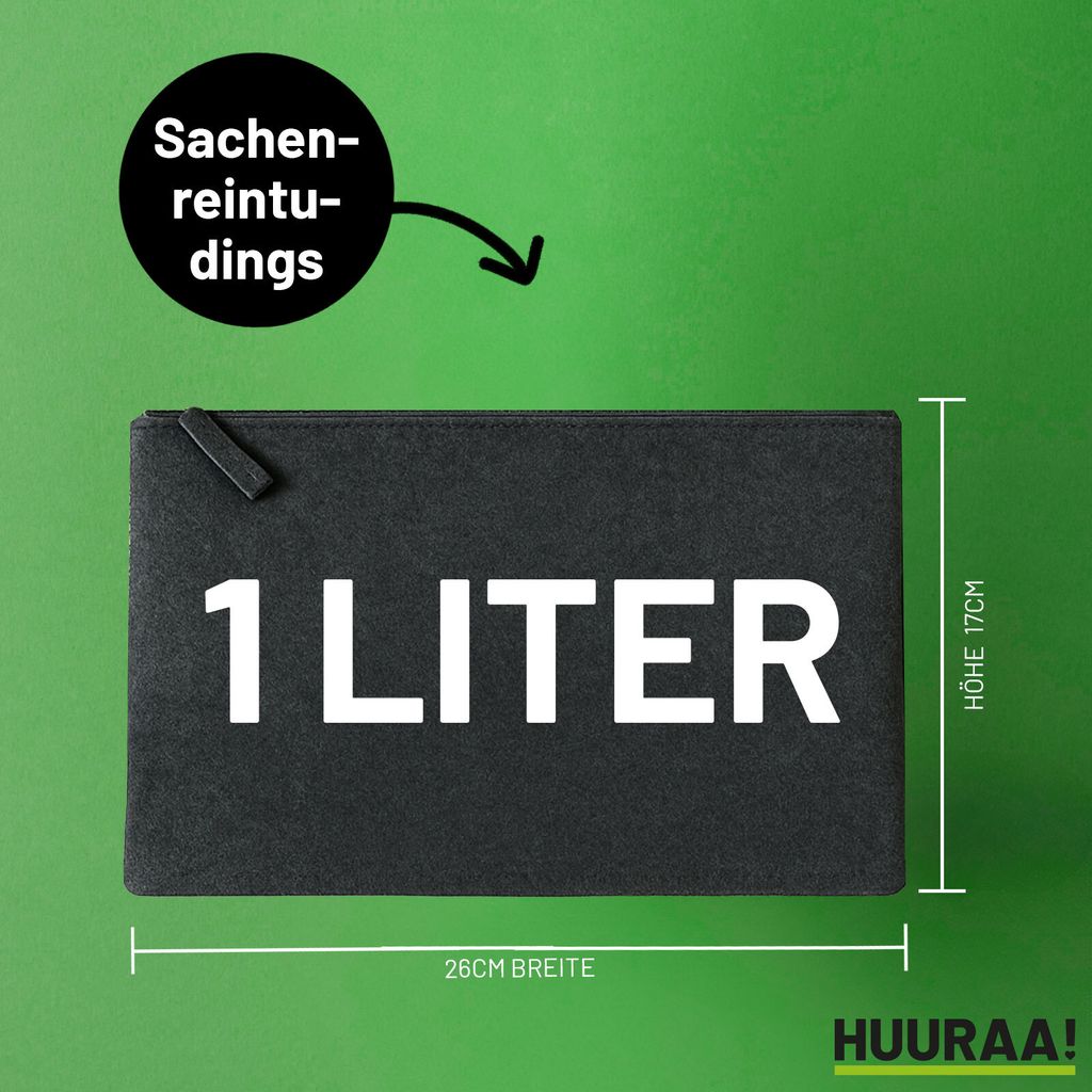Huuraa Kulturbeutel Fuerteventura Inselmotiv Spanien 1 Liter Charcoal Filz Kosmetiktasche Geschenkidee