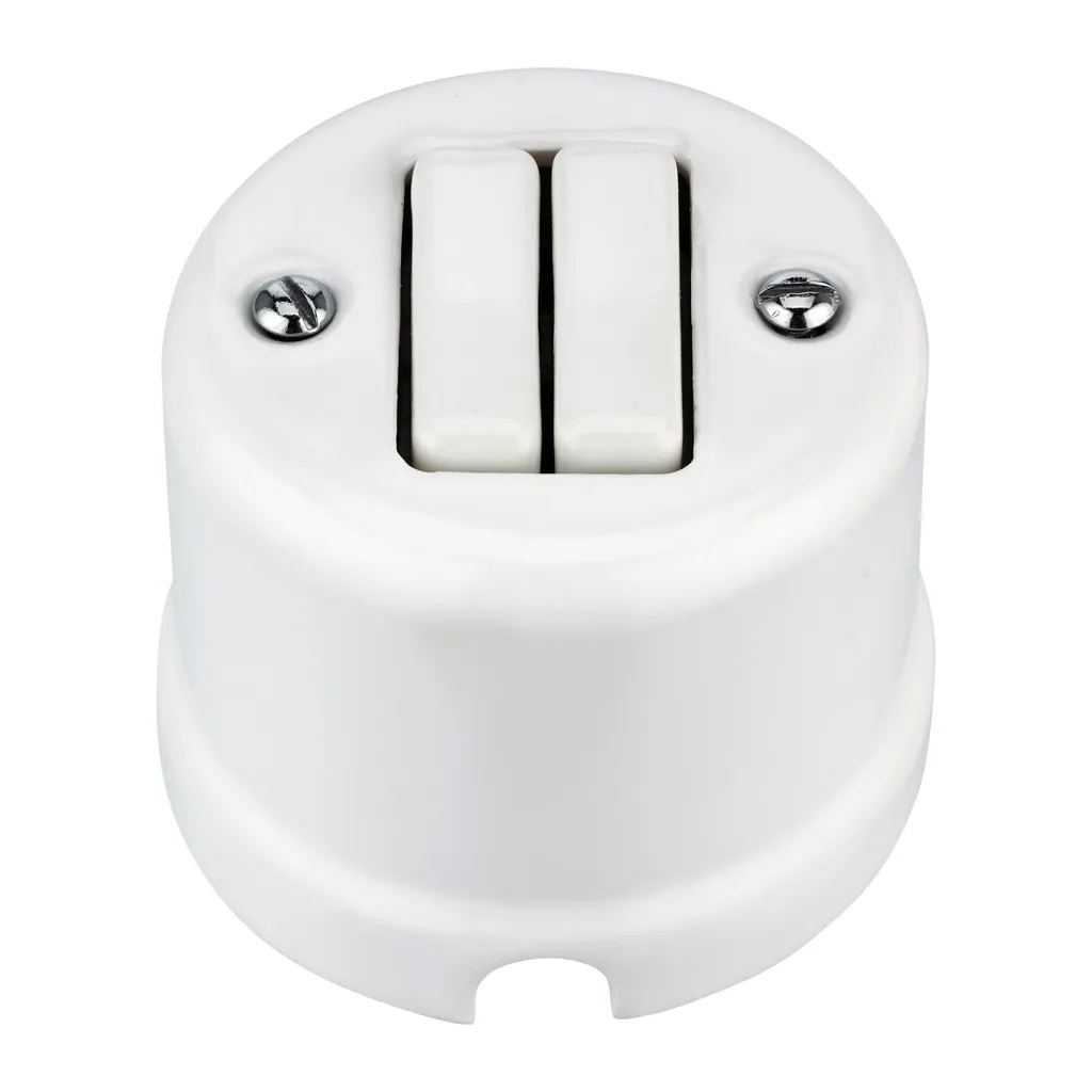 Interrupteur de surface en céramique blanche double allumage style QR1