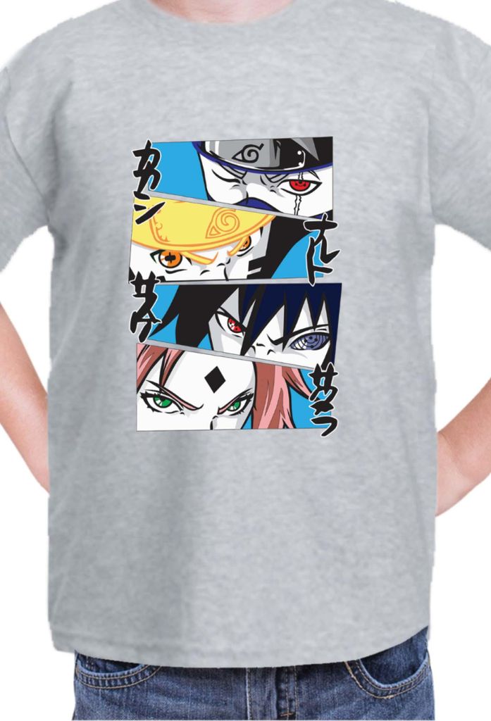 Kinder T-Shirt Naruto Team 7 05, 7-8 Jahr - 128 / Grau