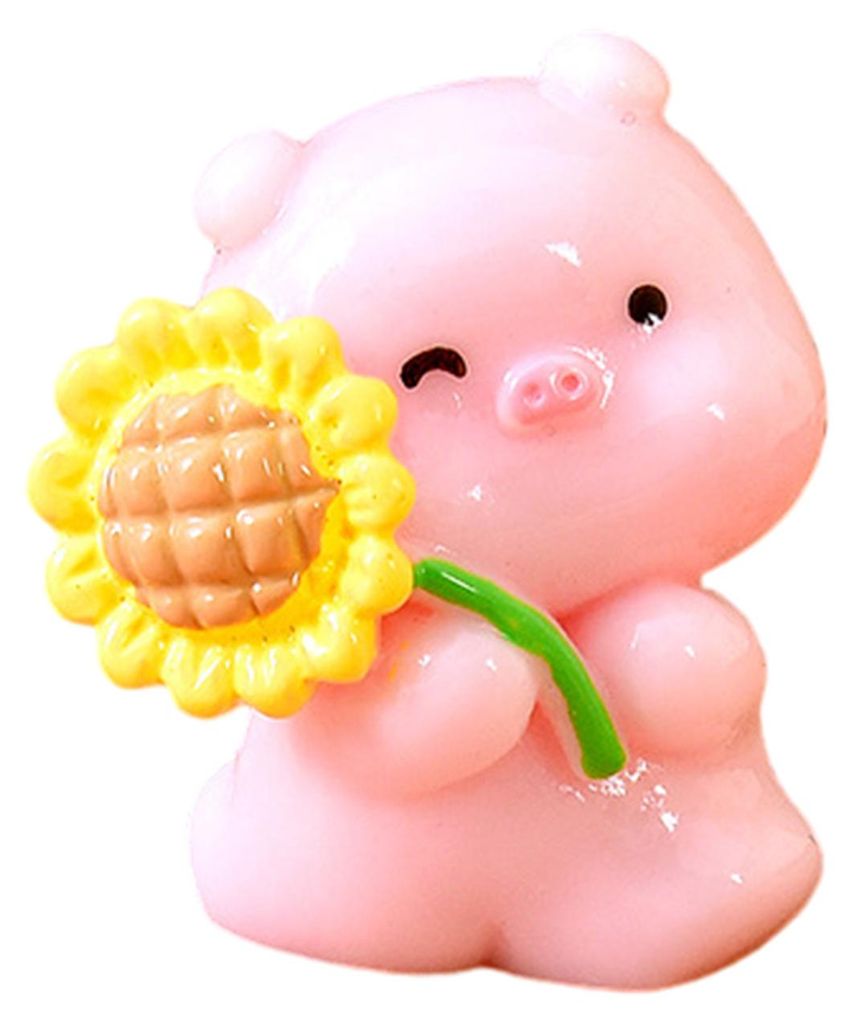 Niedliche Tierminiaturfigur aus Kunstharz: Bär, Hase, Ente mit Blume – ideal für DIY-Mooslandschaften, Feengärten, Heimdekoration und Kuchenve...