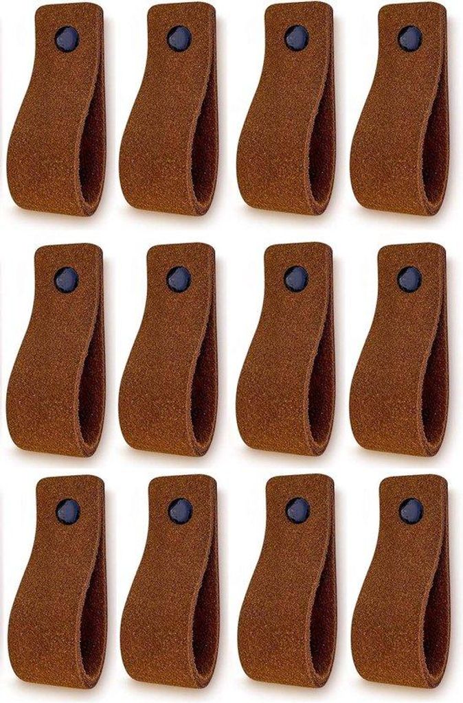 Cognaclederhandgriffe, 12er-Pack, 165 x 25 cm, für Kochzimmer, Badezimmer, Schränke, Kommode, Holzfurnitur.