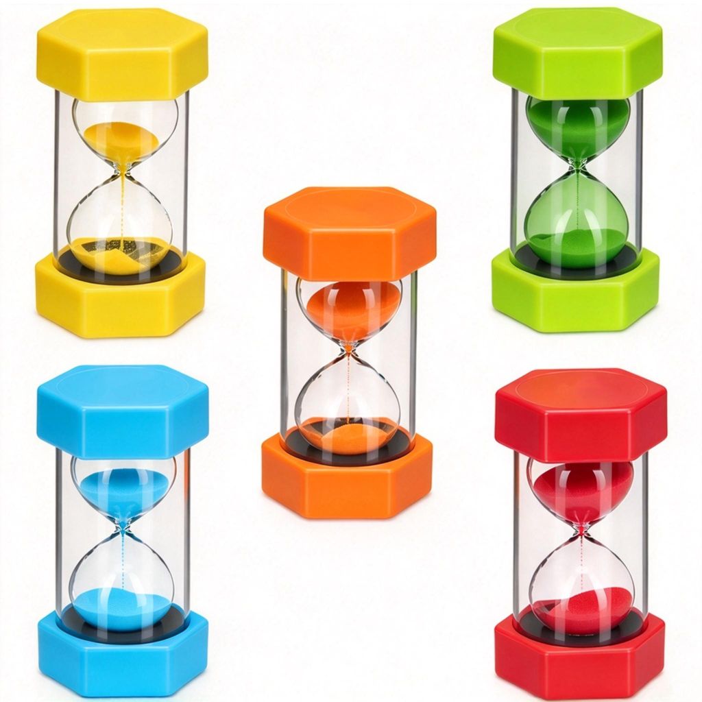 Sanduhren Set XXL 5er für Kinder 1/5/10/15/30 Min Zeit Produktbild 