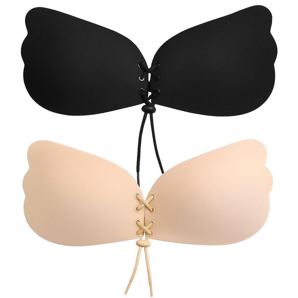 Set: Push-up-BH (2× selbstklebender Push-Up-BH (1× beige, 1× schwarz) Trägerlos & rückenfrei – unsichtbar unter jedem Outfit