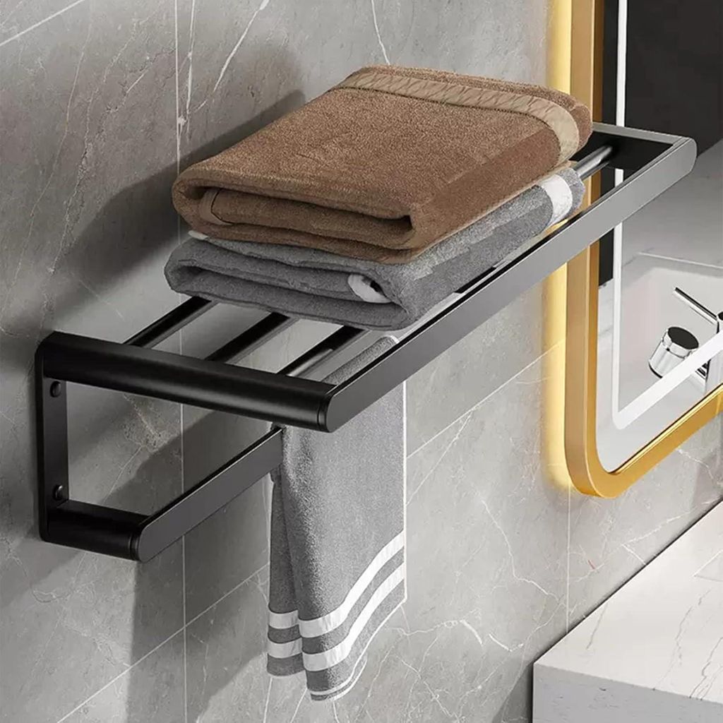 Handtuchhalter - Wandmontage - matt schwarz - doppellagig