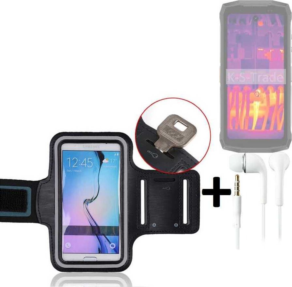 TOP SET kompatibel mit Ulefone Armor Mini 20 Pro Neopren Jogging Armband Sportarmband Oberarmband kompatibel mit Ulefone Armor Mini 20 Pro schwarz mit