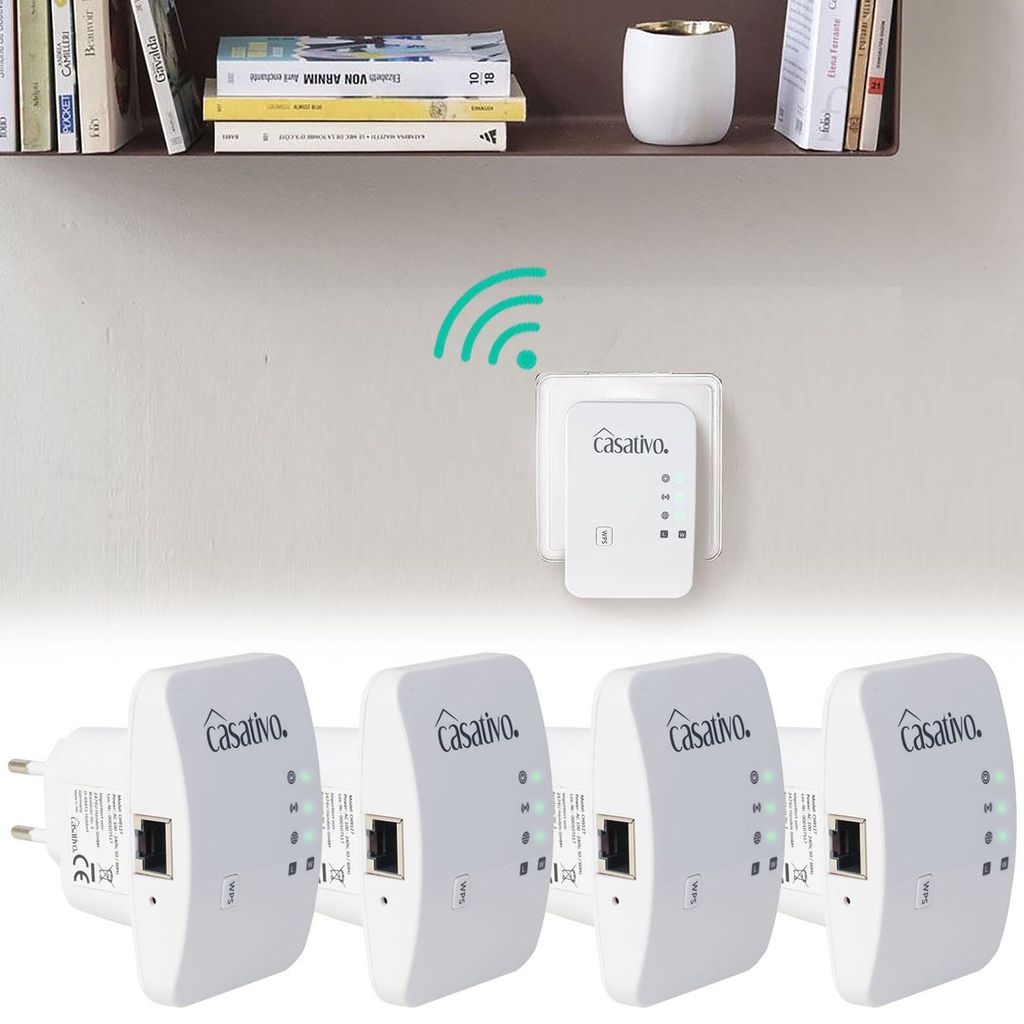 4er-Set Mini-WLAN-Repeater mit WPS-Funktion, 300 Mbit/s, Produktbild 
