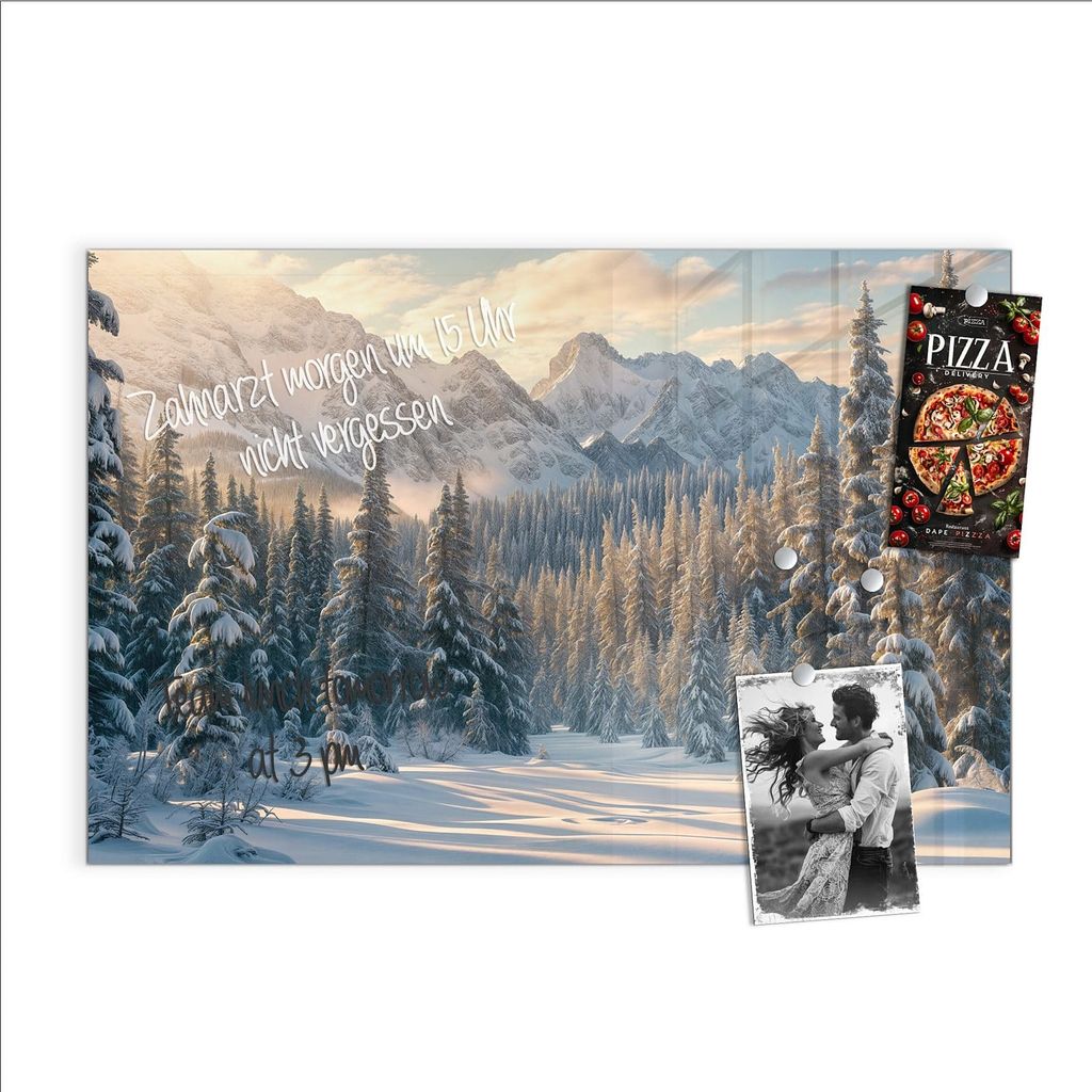 Magnettafel 60x40cm Pinnwand Whiteboard beschreibbar - Winterlandschaft