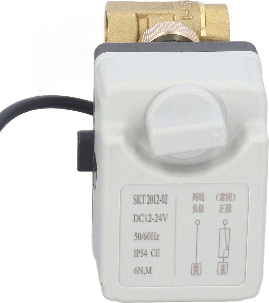 Motorisiertes Kugelventil, manuell/automatisch, 2-adrig, 2-Wege, normalerweise geschlossen, DN15, elektrisch, DC 12šC24 V