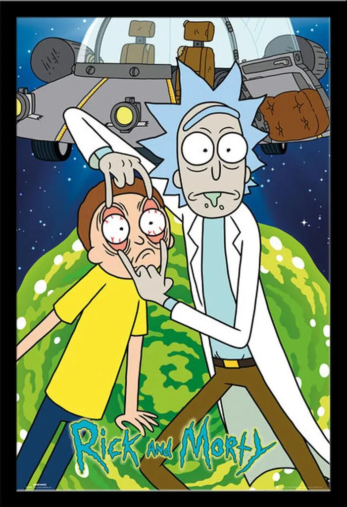 Cadre Shinsuke noir avec Poster Rick & Morty Ship vitre anti-poussière