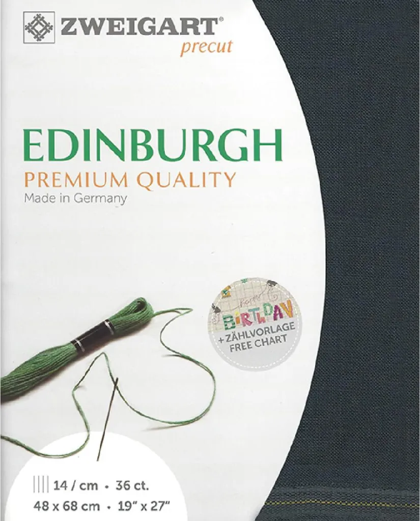 Base Ricamo Lino Zweigart 35ct Edinburgh Antracite - 100% Lino 48x68