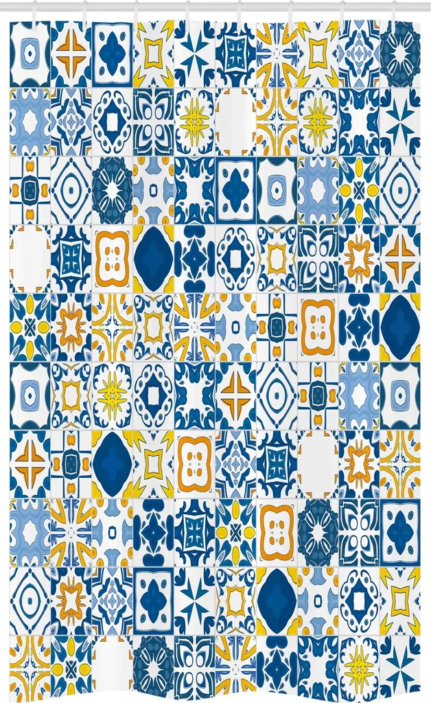Tenda da Doccia Artistica ABAKUHAUS 120x180 cm Azulejo Mix