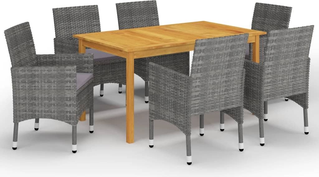 The Living Store 7-tlg. Garten-Essgruppe Grau