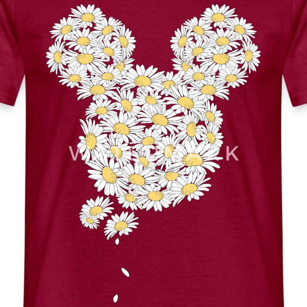 Mickey & Minnie Mickey Mouse Gänseblümchen Männer T-Shirt, XXL, Ziegelrot