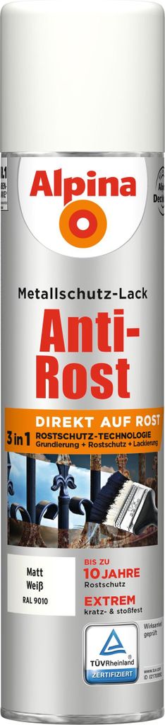 Alpina Sprühmetallschutz-Lack Anti Rost 400 ml weiß matt
