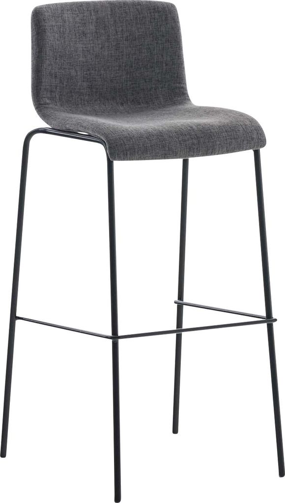 Barhocker TENAR - Stoff Hellgrau 43x48x100 cm Schwarz | Barstuhl Mit Lehne Tresenhocker Tresenstuhl Kneipenhocker Kneipenstuhl