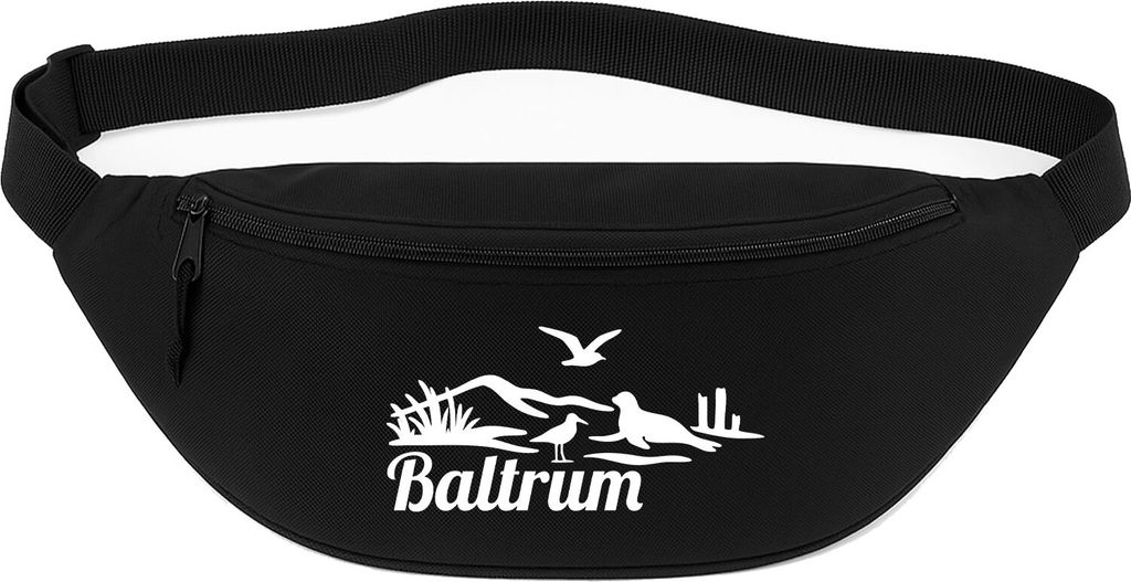 Huuraa Bauchtasche Baltrum Strandmotiv 2,5 Liter Black Polyester Crossbody Bag Geschenkidee