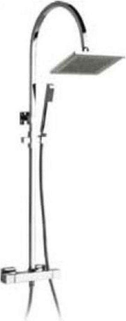 Demm Duschsystem mit Thermostat Set mit Handbrause und eckigem Brausekopf 20cm 15 x 1.C 15830, 39468.021.C