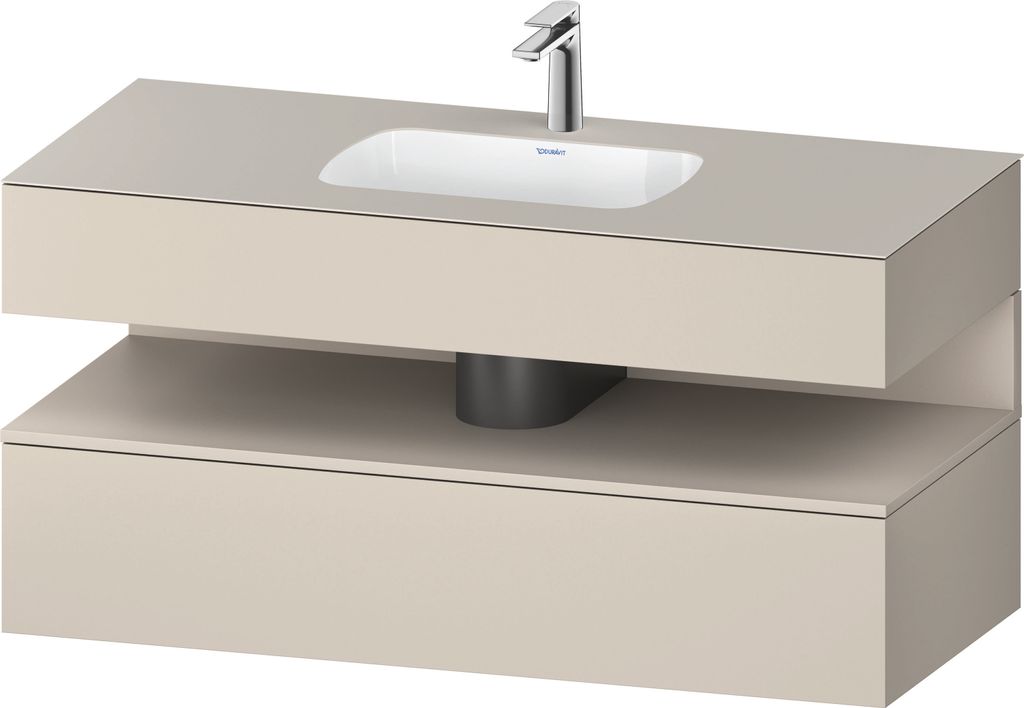 Duravit Qatego Einbauwaschtisch mit Konsolenwaschtischunterbau, 1200x550x600mm, Nische Taupe Matt, QA4787091830000