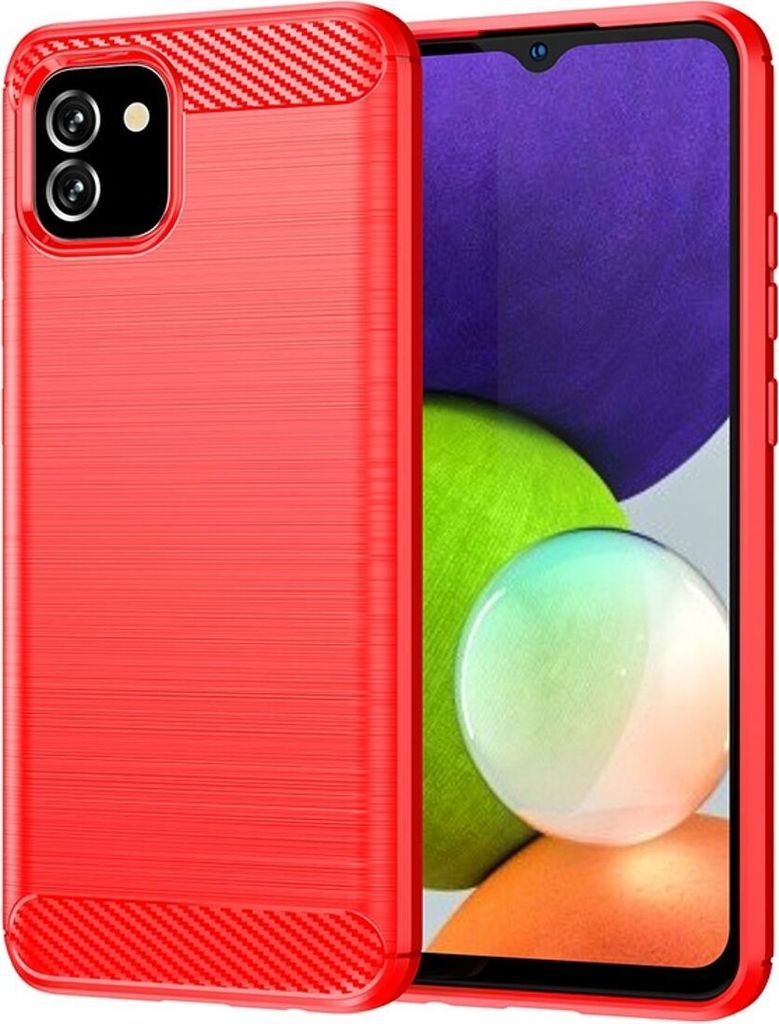 König Design Hülle kompatibel mit Samsung Galaxy A03 EU Version Kunststoff Soft Handyhülle - Handy Case Rot