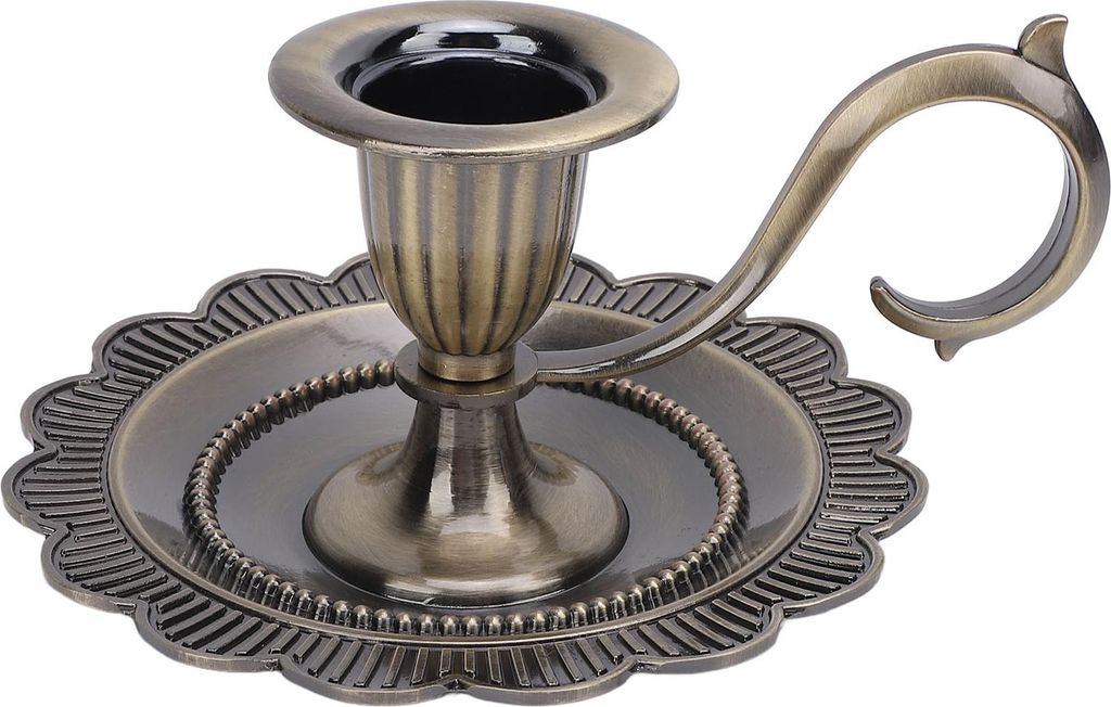 Retro Handheld Candlestick Halter Vintage Handle Stand Zinklegierung Europäischer Tisch Kerzenlicht Heimdekoration Bronze Bronze