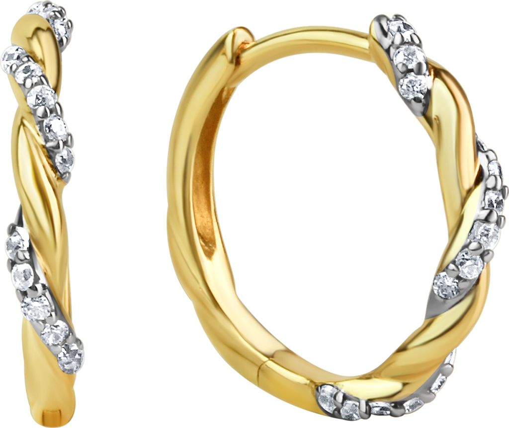 V Creolen 333/- Gold 1,5cm mehrfarbig Zirkonia weiß 371310920