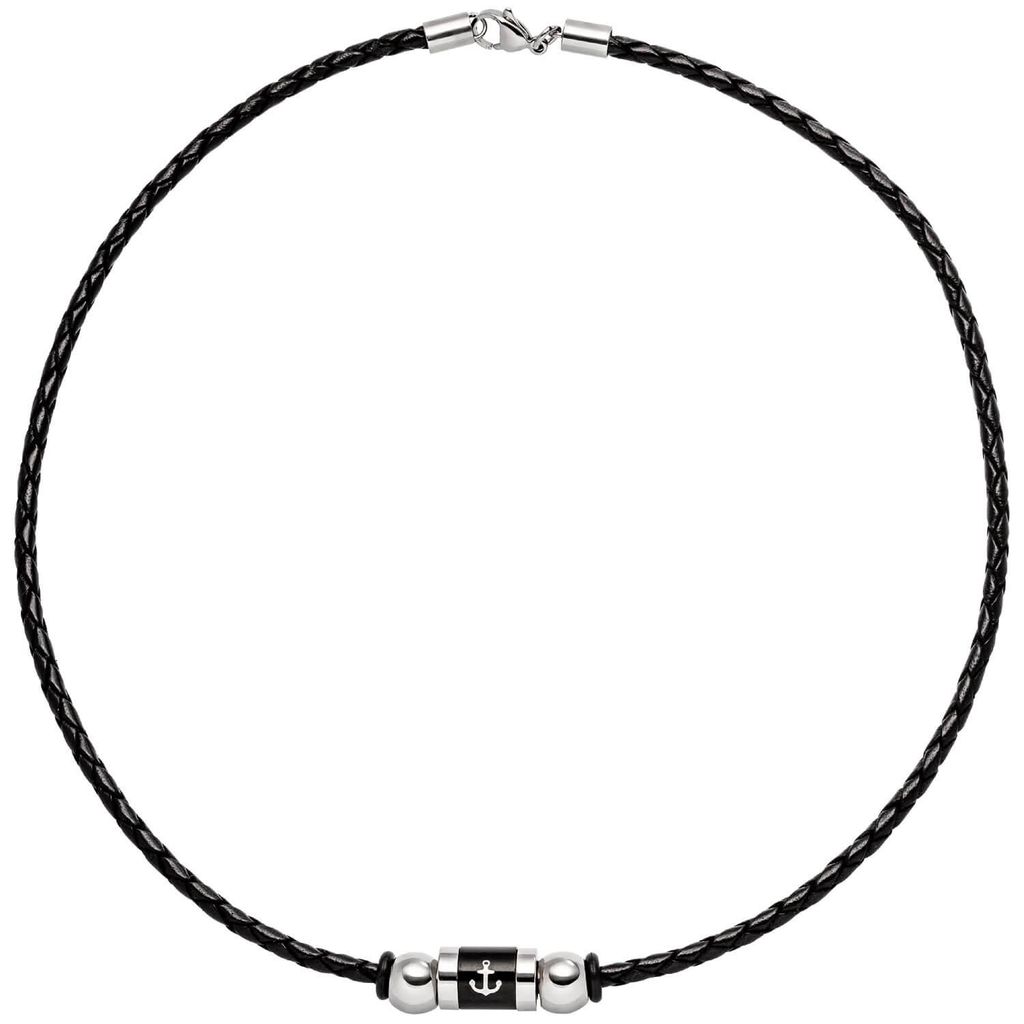 3,2mm Kette Collier aus geflochtenem Leder, Anker, Produktbild 