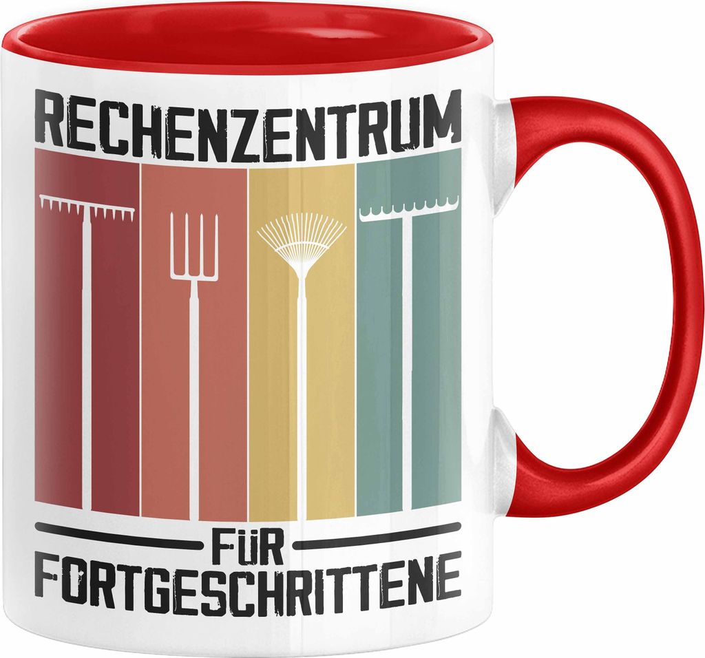 Rechenzentrum für Forgeschrittene Tasse Gschenk Gärtner, Hobbygärtner Geschenkidee Lustiger Spruch Kaffee-Becher Häferl (Rot)
