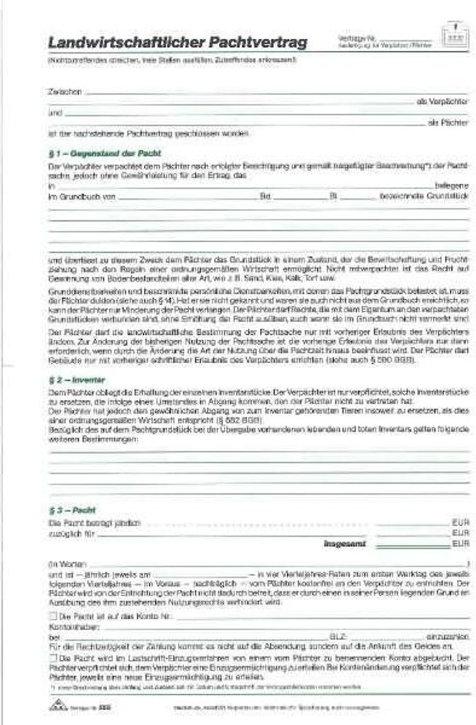 RNK Verlag 555 Contratto di affitto agricolo 4 pagine Immagine del prodotto 