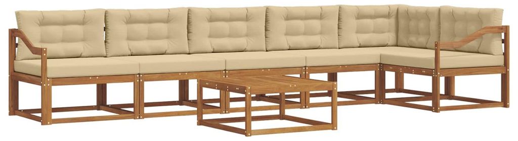 vidaXL Outdoor-Sofagarnitur mit Kissen 7 pcs Natur und Beige