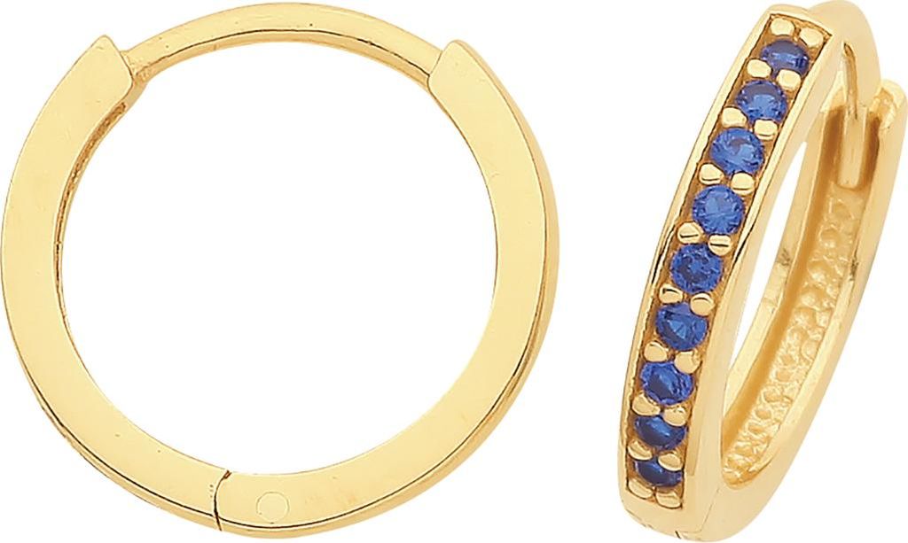 Schöne 9 Karat (375) Gold Damen - Paar Creolen mit Zirkonia - 12mm*2mm; TRS35853