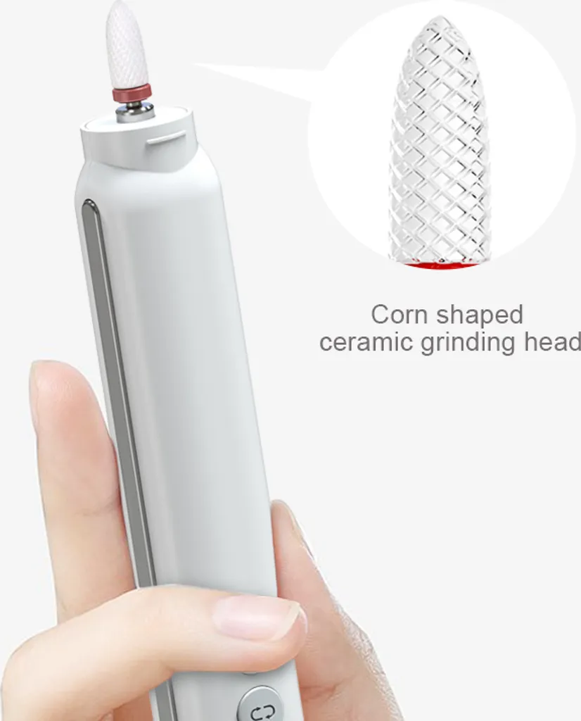 INF Ponceuse à ongles électrique portable 3 vitesses avec lumière LED - 6