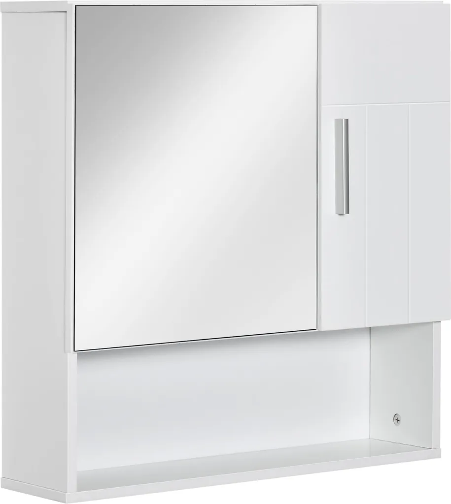 Armoire de Toilette avec Miroir et Étagère Ajustable Blanche 54 x 55 cm