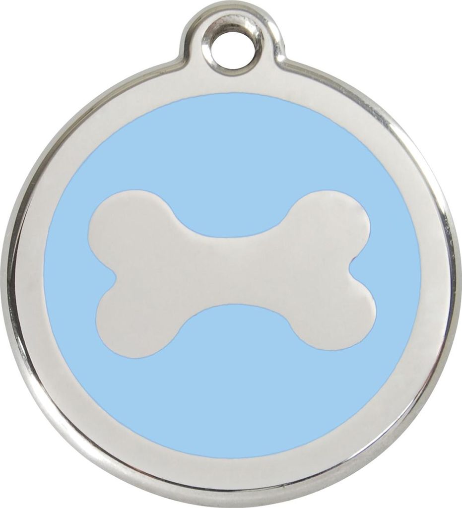 RedDingo Hundemarke mit individueller Gravur Knochen hellblau, Größe: M