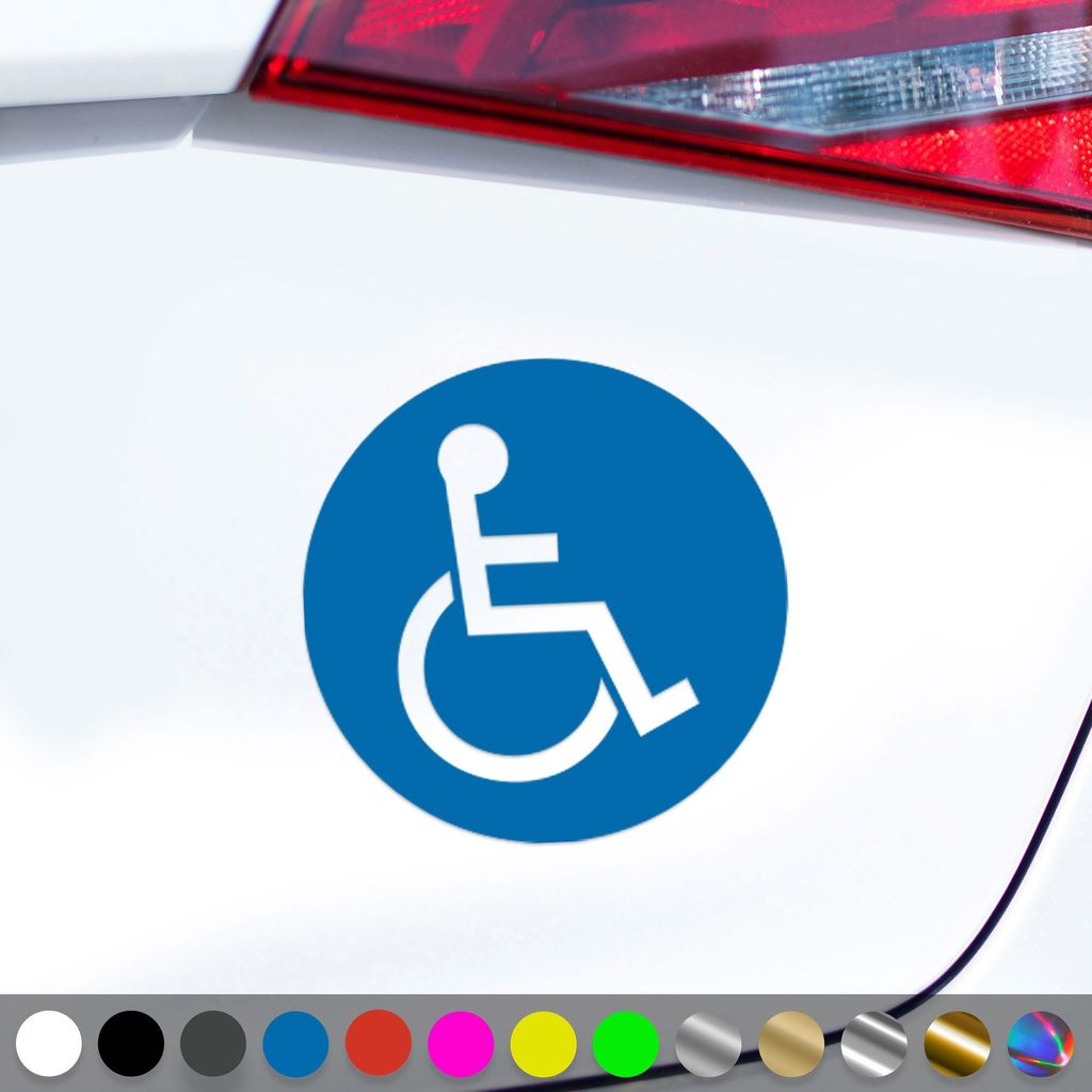 PantherPixel Rollstuhlfahrer Aufkleber Behindert Hinweis Rollstuhl Sticker Auto Geschenkidee Farbe Blau