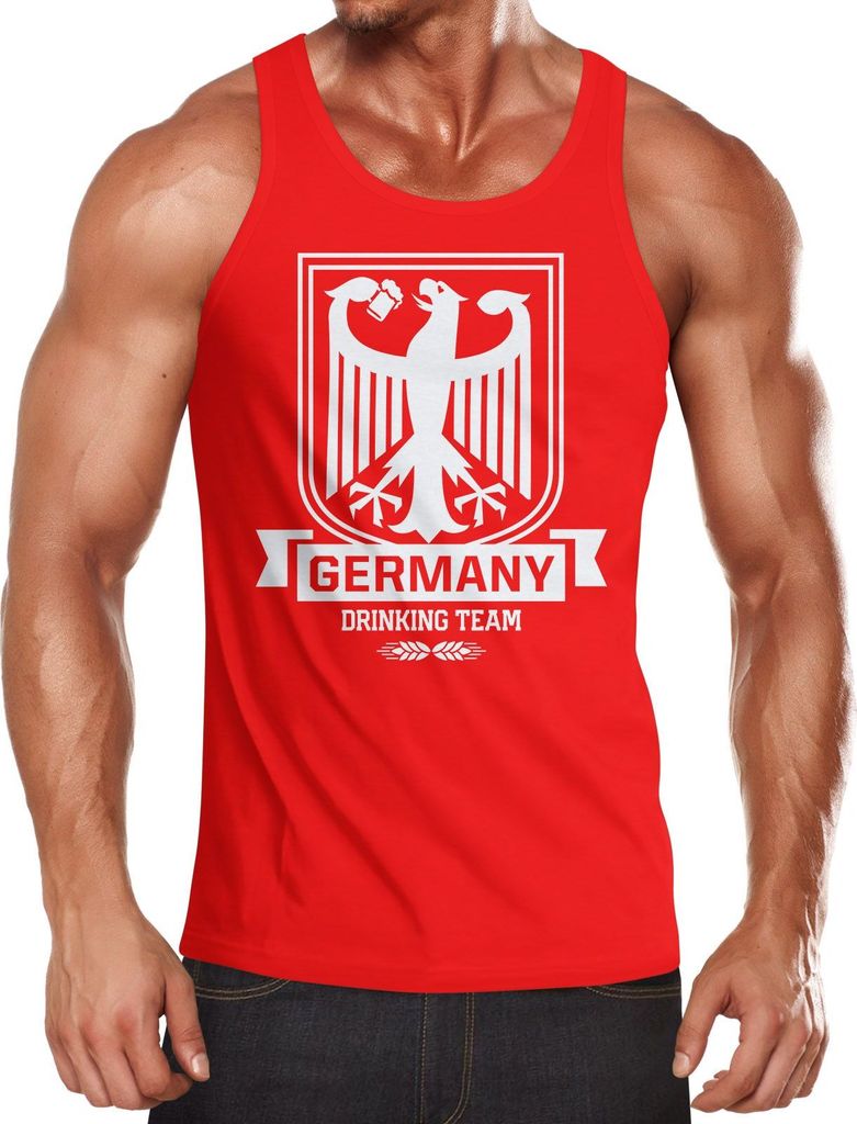 Lustiges WM Herren Tanktop Germany Drinking Team Deutschland Fan-Shirt Moonworks rot XL
