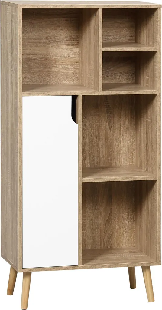 Buffet haut de salon meuble de rangement colonne à 5 niches 121 cm bois