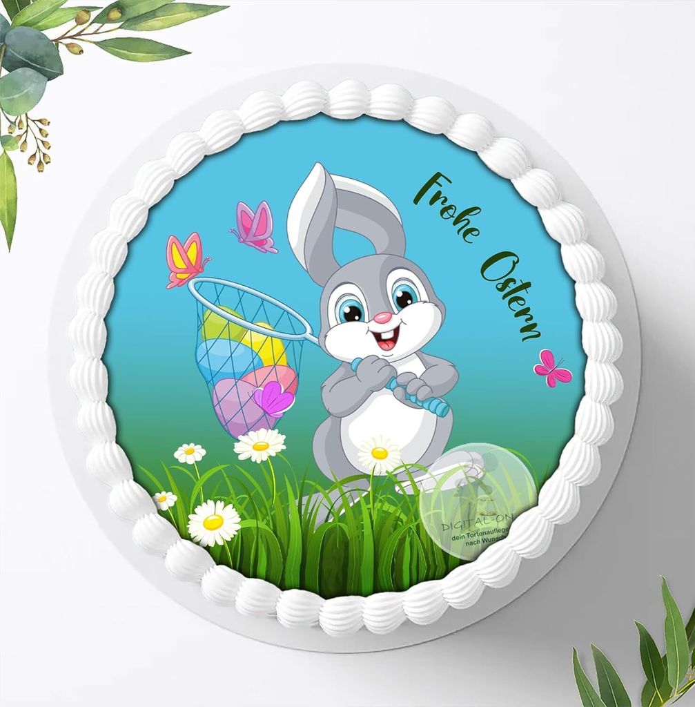 Für die Geburtstags Torte ein Tortenaufleger, Zuckerbild mit dem Motiv: Ostern, Essbares Foto für Torten, Fondant, Ø 20cm, 0055c
