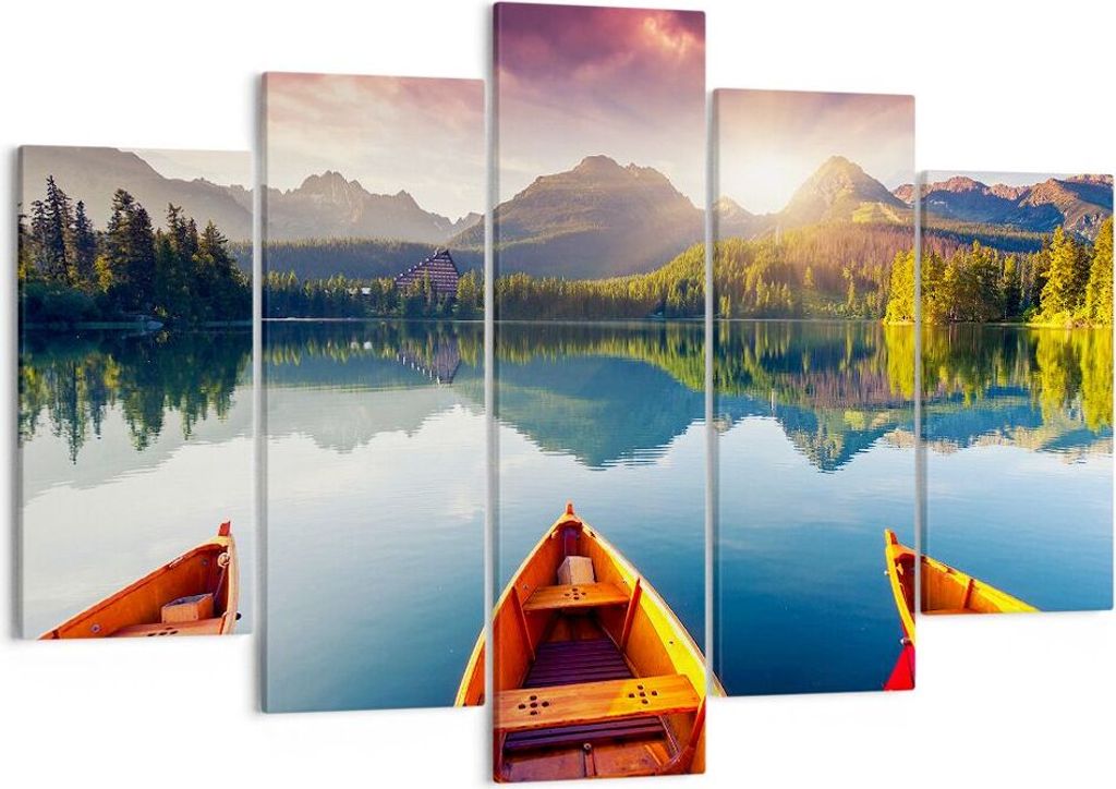 Bild auf Leinwand - Leinwandbild - See Natur - 150x100cm - Wand Bild - Wanddeko - Wandbilder - Leinwanddruck - Bilder - Kunstdruck - Wanddekoration...