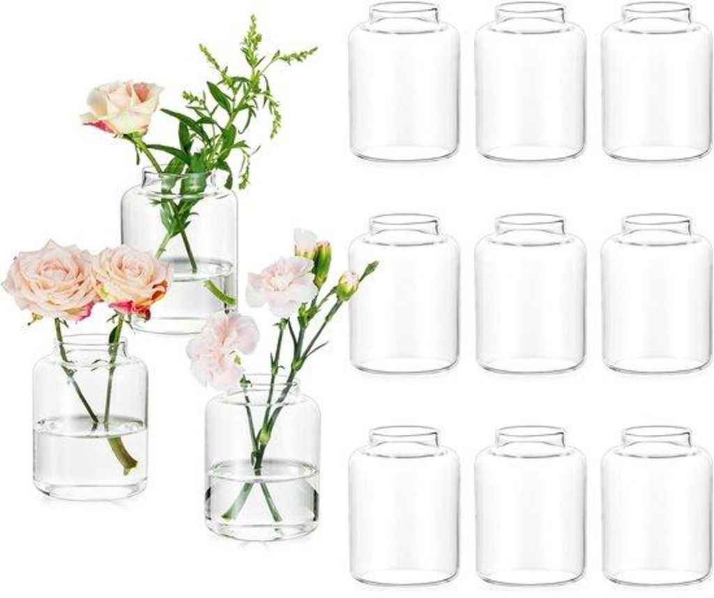 Klein Glas-Sets für Tischdekoration: 12 kleine durchsichtige Gläser für Hochzeits- und Partydekoration - Set für Wohnzimmer, Schlafzimmer, Küc...