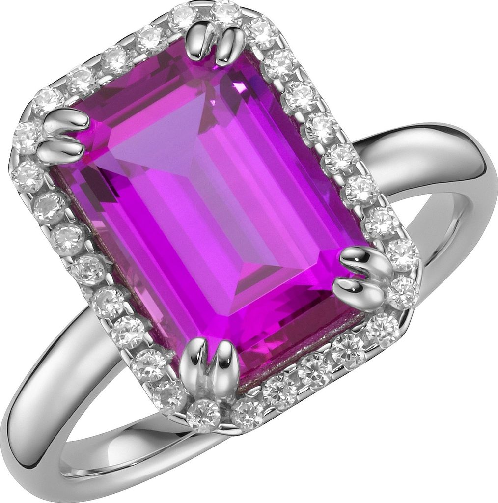 Ring Giorgio Martello Milano in blau, fuchsia oder lila, Zirkonia weiß, Silber 925 Pink 56