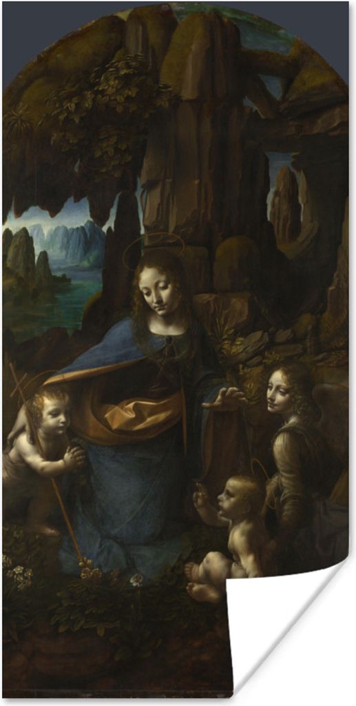 MuchoWow Poster Jungfrau auf dem Felsen - Leonardo da Vinci 80x160 cm - Kinderzimmer