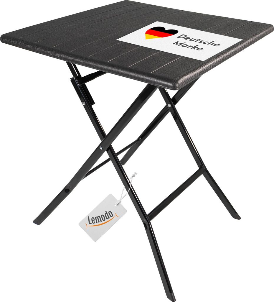 Klapptisch in Holz-Optik, schwarz, Balkontisch mit Produktbild 