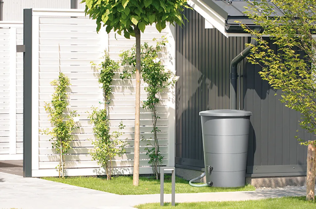 Récupérateur d'eau de pluie 160L gris clair aspect lisse - 4
