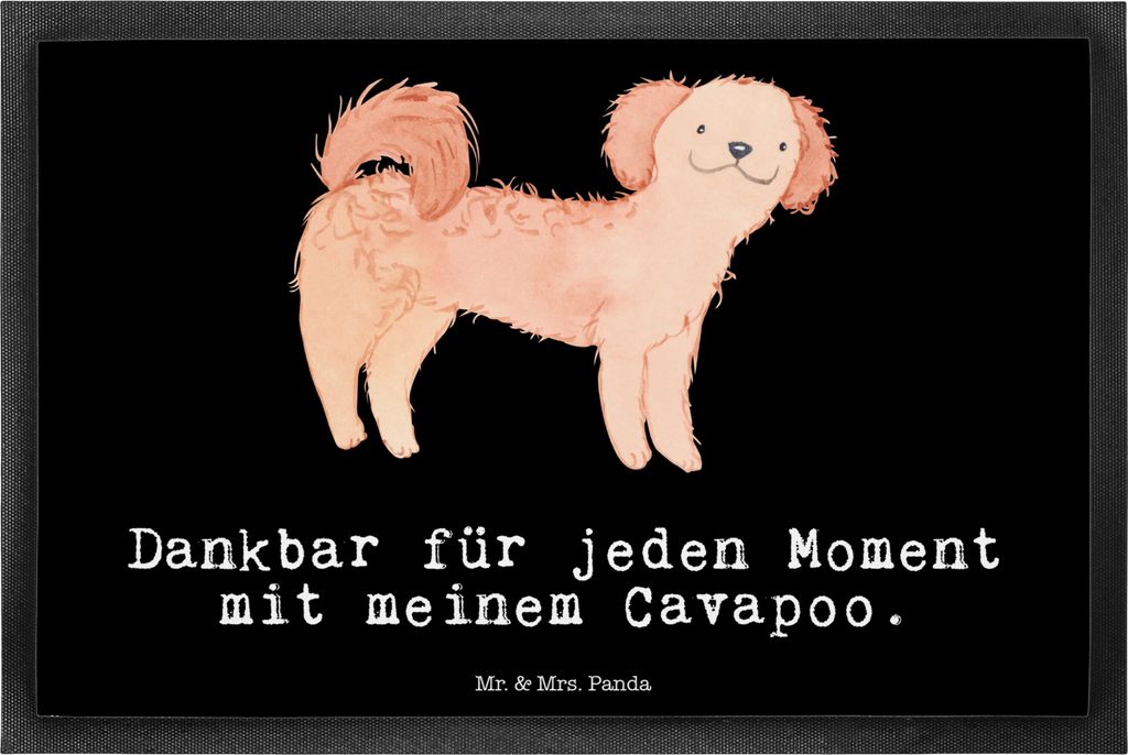 Mr. & Mrs. Panda fußmatte Cavapoo Moment 40 x 60 cm - Schwarz - Geschenk, Schmutzfangmatte, Cavoodle, Gummi-Fußmatte, Gummimatte, bodenmatte, Sch...
